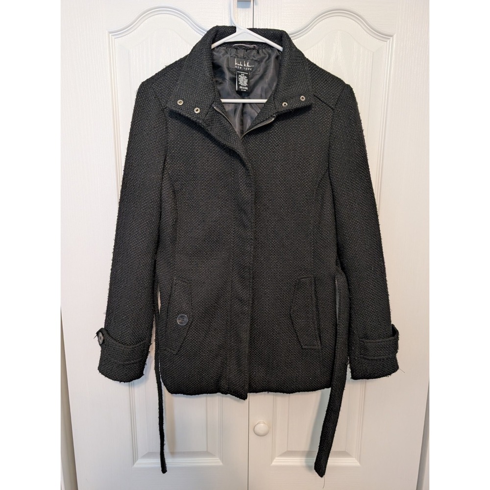 Nicole Miller New York Women's Black Belted Trench Coat Small